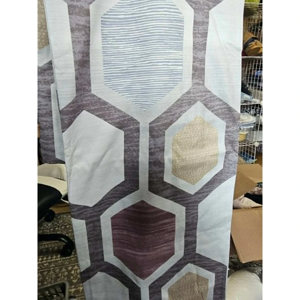 Modern Hexagon Geometric Grommet Curtain Panels 42x63 Set of 2 SEE PICS‎